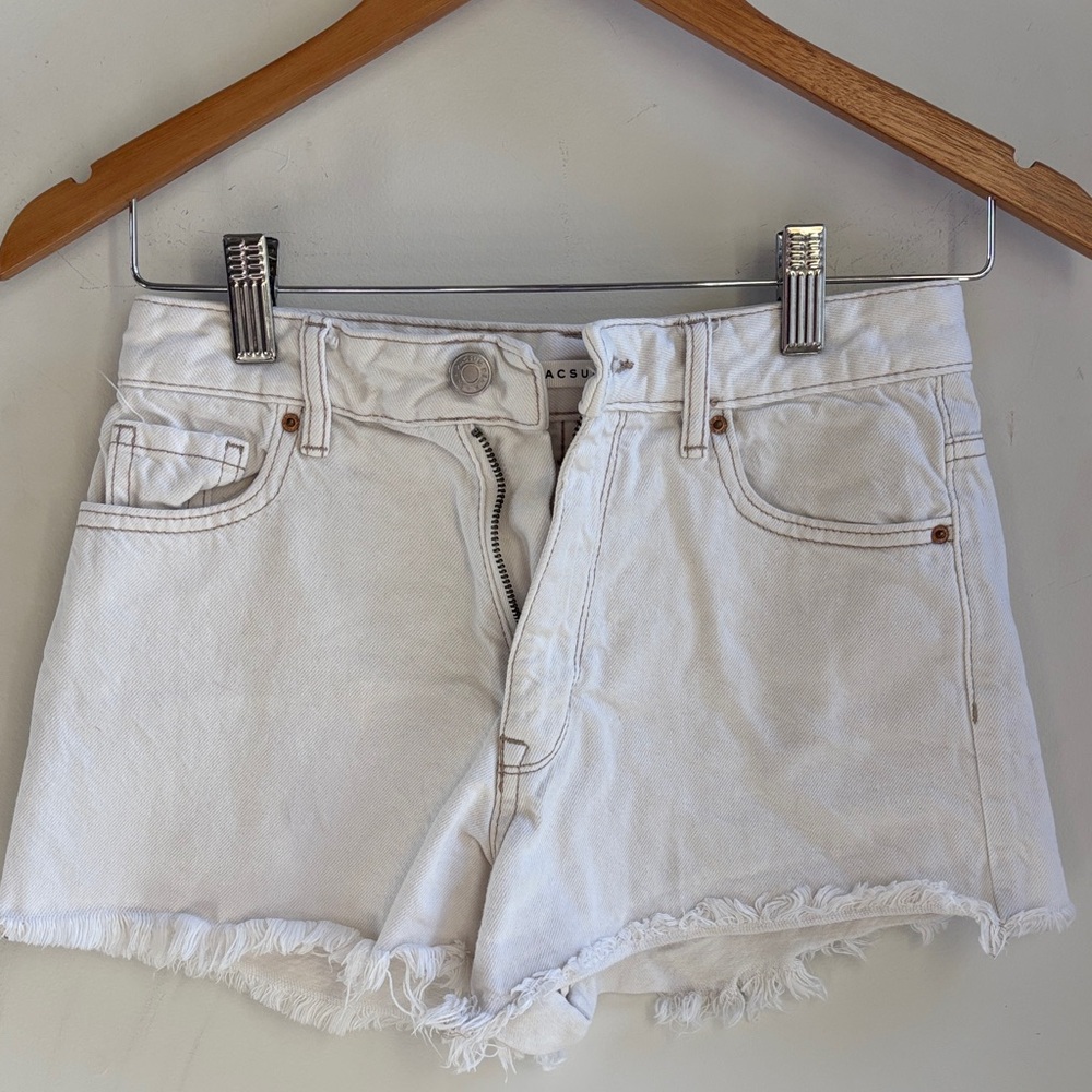 PacSun Off-White High Rise Festival Frayed Hem Jean Shorts